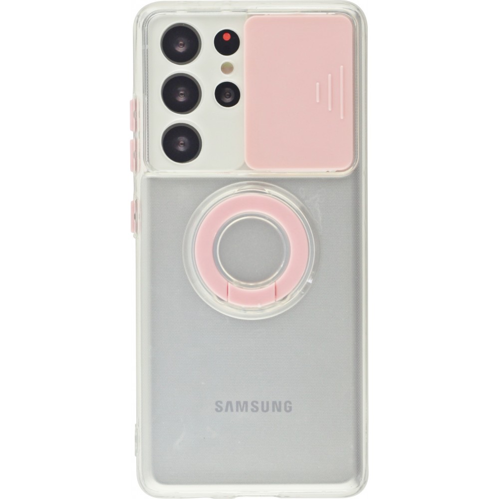 Coque Samsung Galaxy S22 Ultra - Caméra clapet avec anneau - Rose
