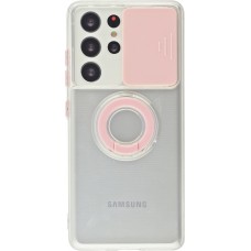 Hülle Samsung Galaxy S21 Ultra 5G - mit Kamera-Slider und Ring - Rosa
