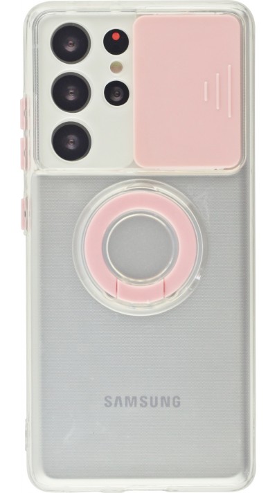 Coque Samsung Galaxy S22 Ultra - Caméra clapet avec anneau - Rose