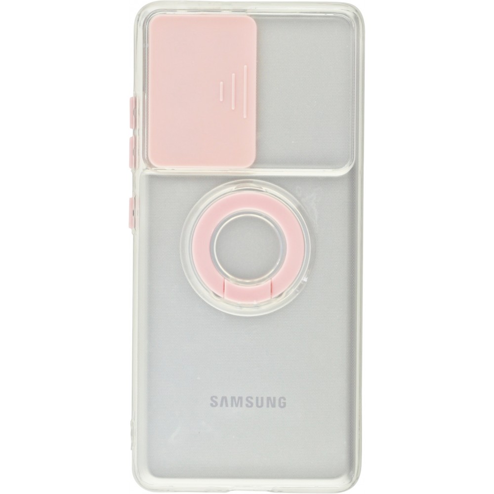 Hülle Samsung Galaxy S22 Ultra - mit Kamera-Slider und Ring - Rosa