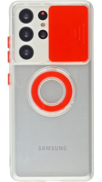 Coque Samsung Galaxy S21 Ultra 5G - Caméra clapet avec anneau - Rouge