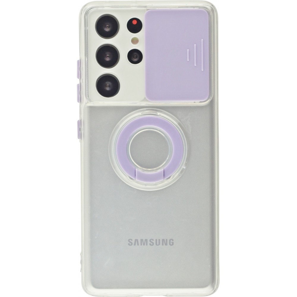 Coque Samsung Galaxy S21 Ultra 5G - Caméra clapet avec anneau - Violet