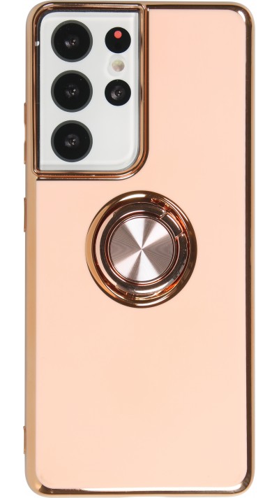 Coque Samsung Galaxy S21 Ultra 5G - Gel Bronze avec anneau - Rose