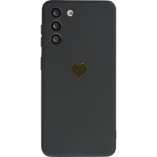 Coque Samsung Galaxy S21 Ultra 5G - Silicone Mat Coeur doré - Noir