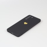 Coque Samsung Galaxy S21 Ultra 5G - Silicone Mat Coeur doré - Noir