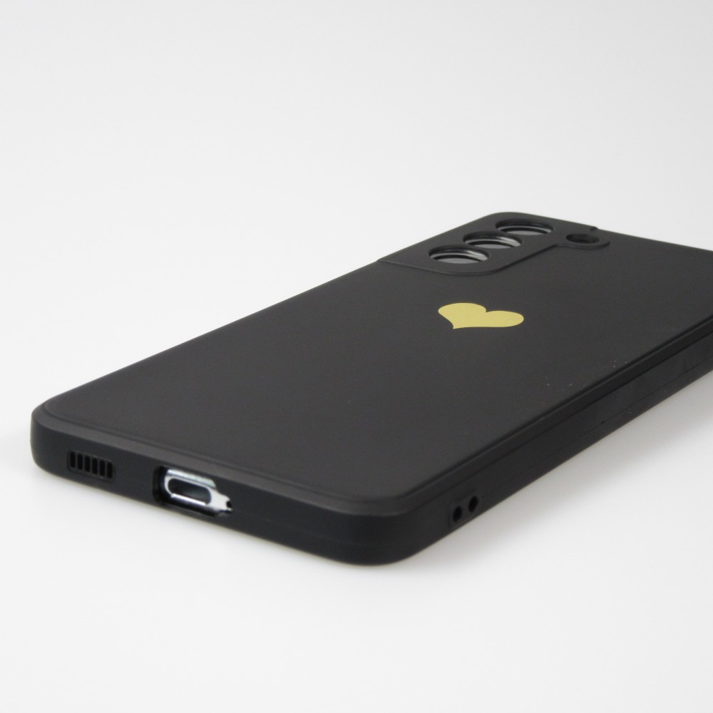 Coque Samsung Galaxy S21 Ultra 5G - Silicone Mat Coeur doré - Noir