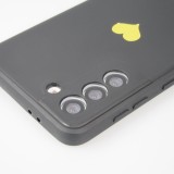 Coque Samsung Galaxy S21 Ultra 5G - Silicone Mat Coeur doré - Noir