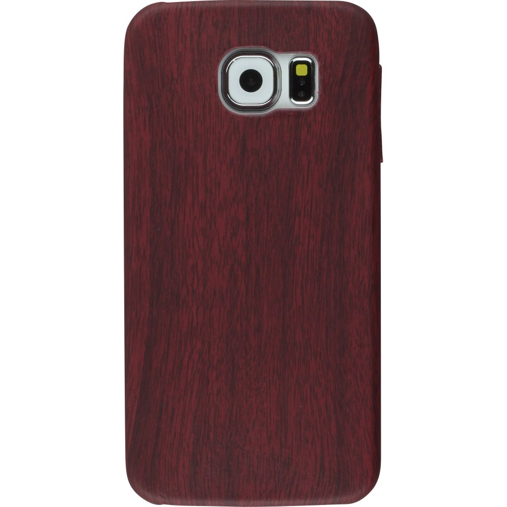 Hülle Samsung Galaxy S6 - Holz - Rot