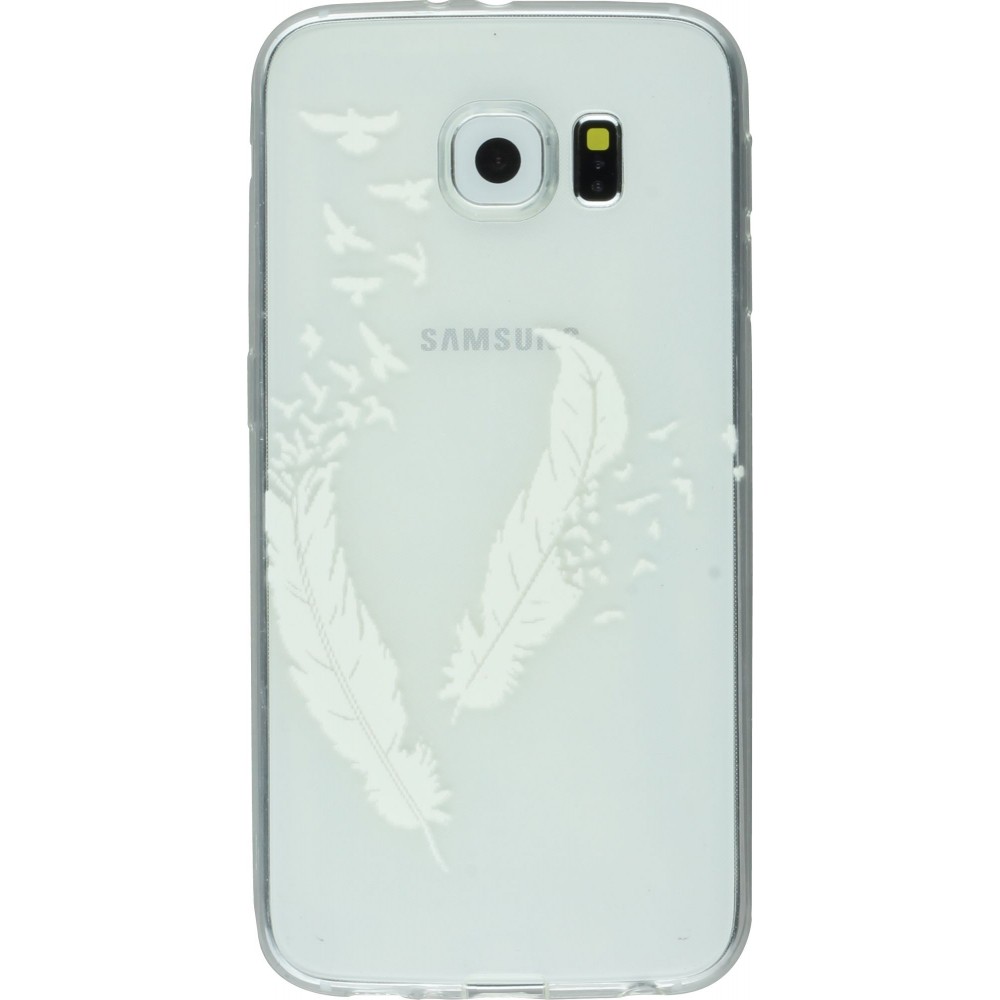 Hülle Samsung Galaxy S8 - Transparent weissen Federn