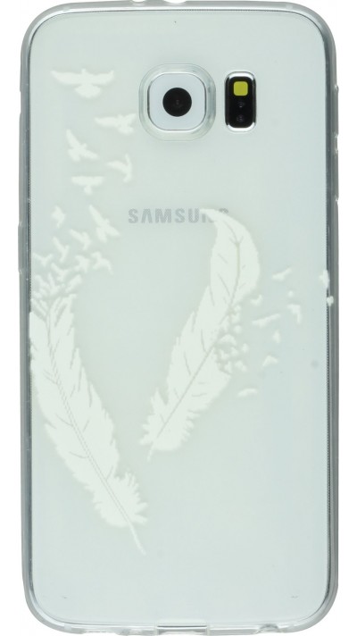 Coque Samsung Galaxy S8 - Transparent plumes blanches