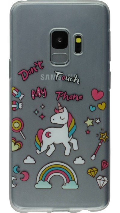 Hülle Samsung Galaxy S9+ - Clear Einhorn don't touch