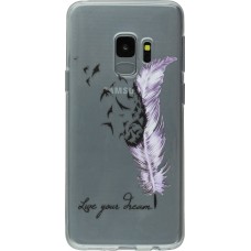 Coque Samsung Galaxy S9 - Clear Feather Live your dream
