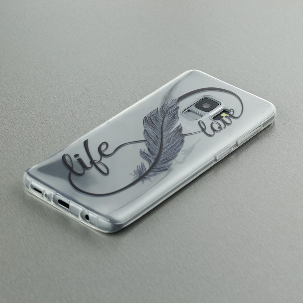 Hülle Samsung Galaxy S9 - Clear Life Feather Love