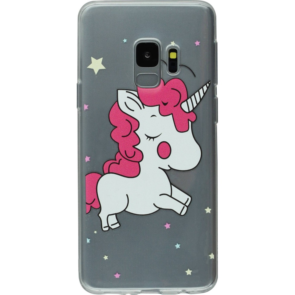 Coque Samsung Galaxy S9 - Clear Licorne Stars