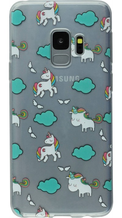 Coque Samsung Galaxy S9 - Clear licornes nuages
