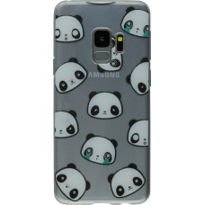 Hülle Samsung Galaxy S9 - Clear Pandas köpfe