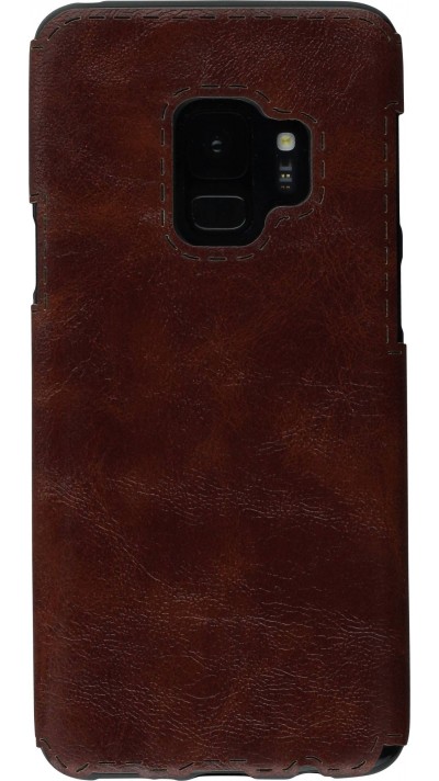 Coque Samsung Galaxy S9 - Leather Dashed - Brun