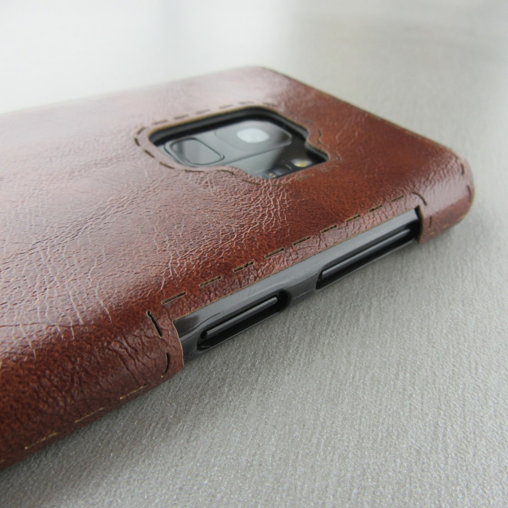 Coque Samsung Galaxy S9 - Leather Dashed - Brun