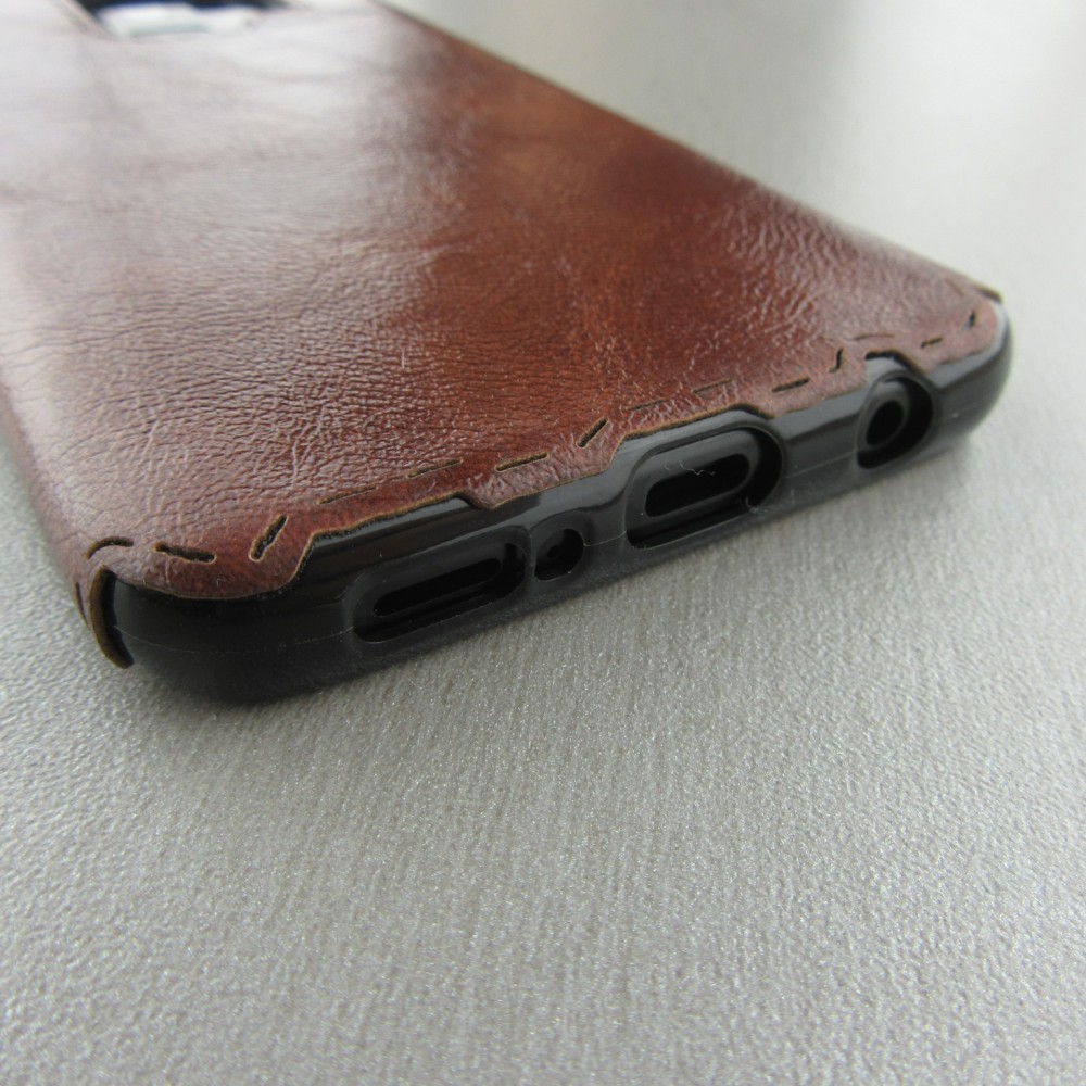 Hülle Samsung Galaxy S9 - Leather Dashed - Braun