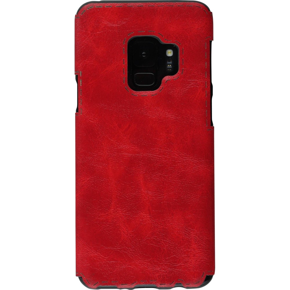 Hülle Samsung Galaxy S9 - Leather Dashed - Rot