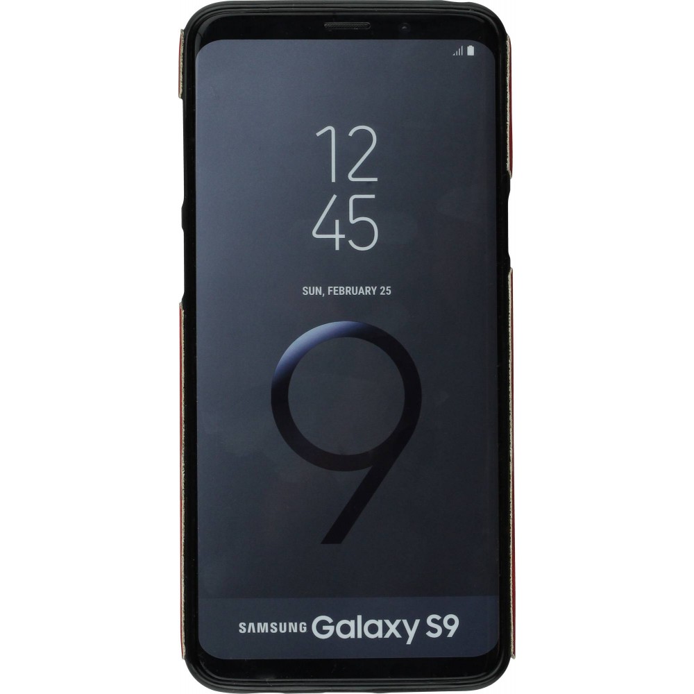Hülle Samsung Galaxy S9 - Leather Dashed - Rot