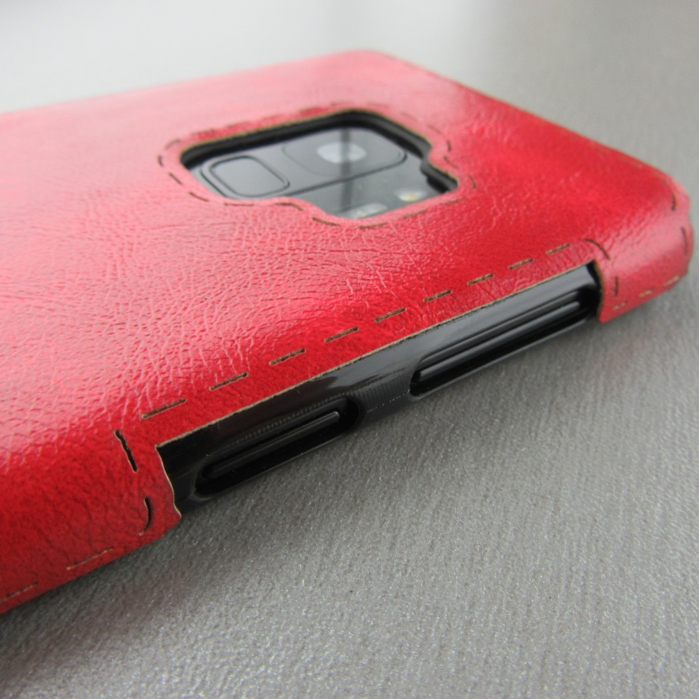 Coque Samsung Galaxy S9 - Leather Dashed - Rouge