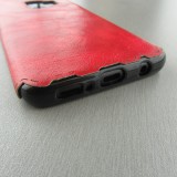 Hülle Samsung Galaxy S9 - Leather Dashed - Rot