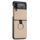 Coque Samsung Galaxy Z Flip3 5G - Fourre en cuir de luxe au look élégant avec anneau de transport - Beige