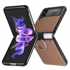 Galaxy Z Flip3 5G Case Hülle - Luxus Lederhülle in elegantem Look inkl. Tragering - Braun