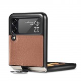 Coque Samsung Galaxy Z Flip3 5G - Fourre en cuir de luxe au look élégant avec anneau de transport - Brun