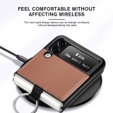 Coque Samsung Galaxy Z Flip3 5G - Fourre en cuir de luxe au look élégant avec anneau de transport - Brun