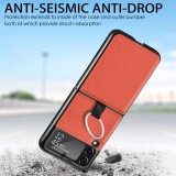 Coque Samsung Galaxy Z Flip3 5G - Fourre en cuir de luxe au look élégant avec anneau de transport - Orange