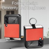 Galaxy Z Flip3 5G Case Hülle - Luxus Lederhülle in elegantem Look inkl. Tragering - Orange