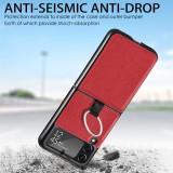 Coque Samsung Galaxy Z Flip3 5G - Fourre en cuir de luxe au look élégant avec anneau de transport - Rouge