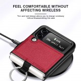 Coque Samsung Galaxy Z Flip3 5G - Fourre en cuir de luxe au look élégant avec anneau de transport - Rouge