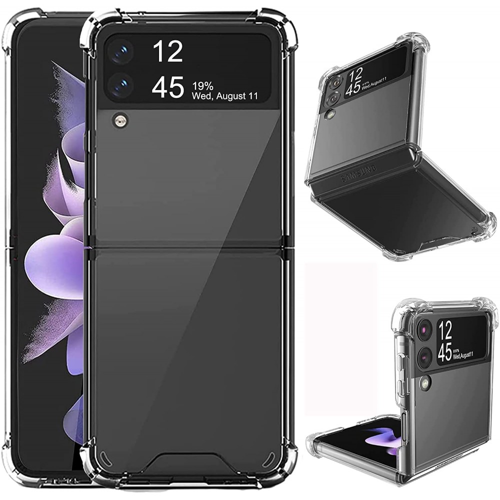 Coque Samsung Galaxy Z Flip3 5G - Gel Transparent Silicone Bumper anti-choc avec protections pour coins