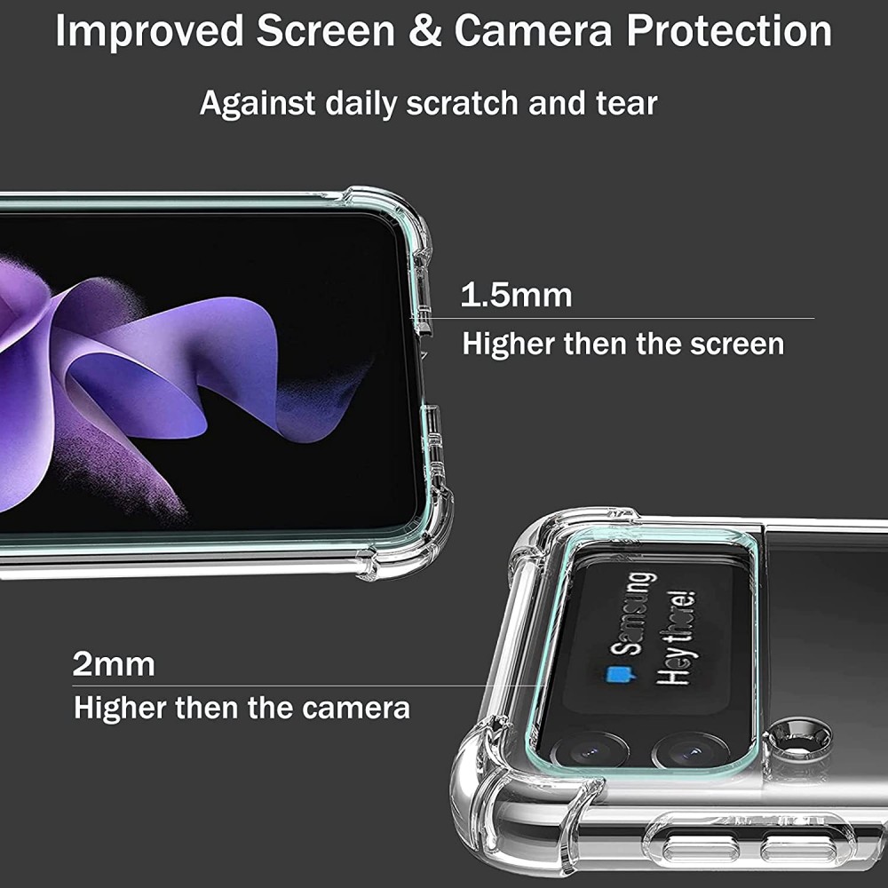 Coque Samsung Galaxy Z Flip3 5G - Gel Transparent Silicone Bumper anti-choc avec protections pour coins