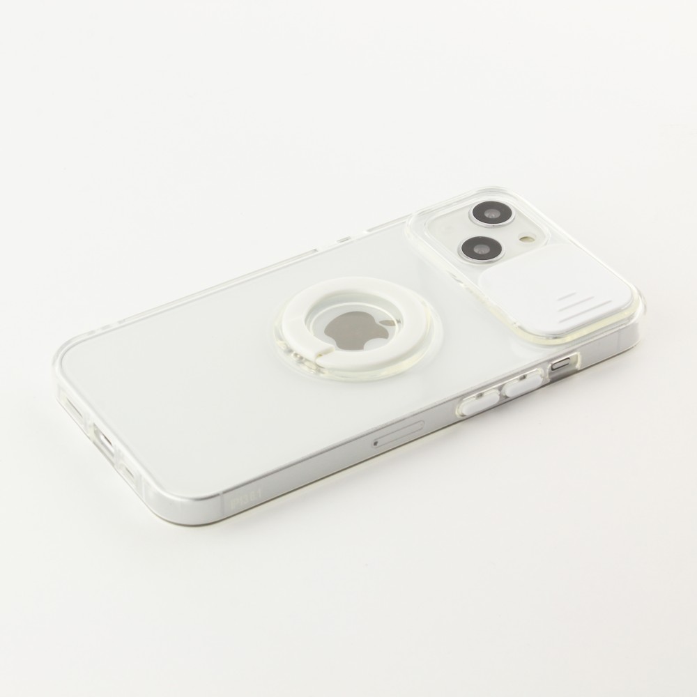 Coque iPhone 13 mini - Caméra clapet avec anneau - Blanc