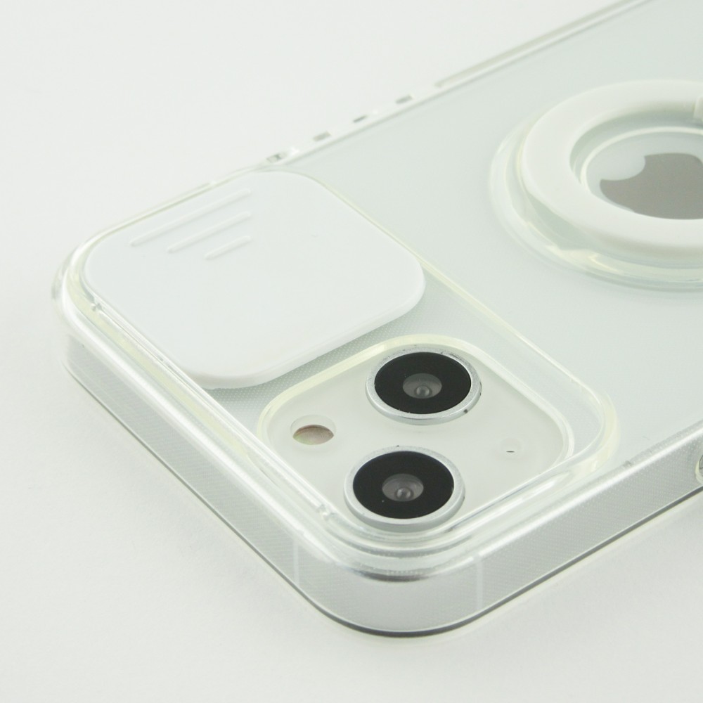 Coque iPhone 13 mini - Caméra clapet avec anneau - Blanc