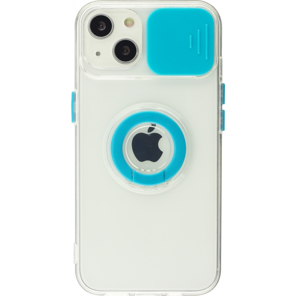 Coque iPhone 13 mini - Caméra clapet avec anneau - Bleu