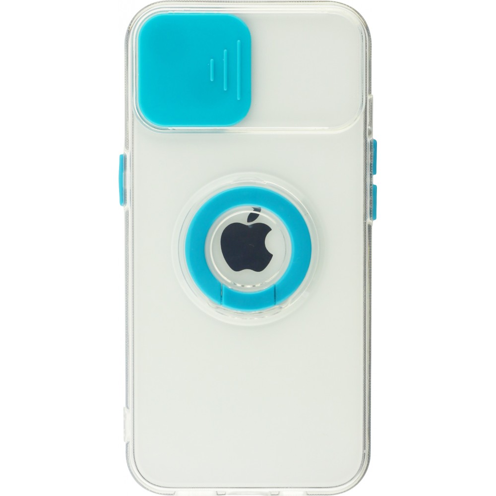 Coque iPhone 13 mini - Caméra clapet avec anneau - Bleu