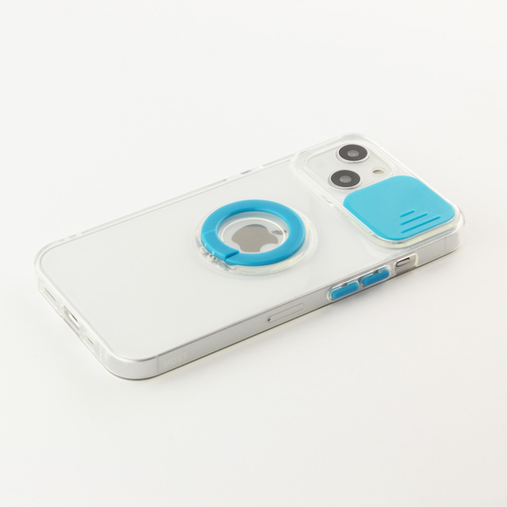 iPhone 13 Case Hülle - mit Kamera-Slider und Ring blau