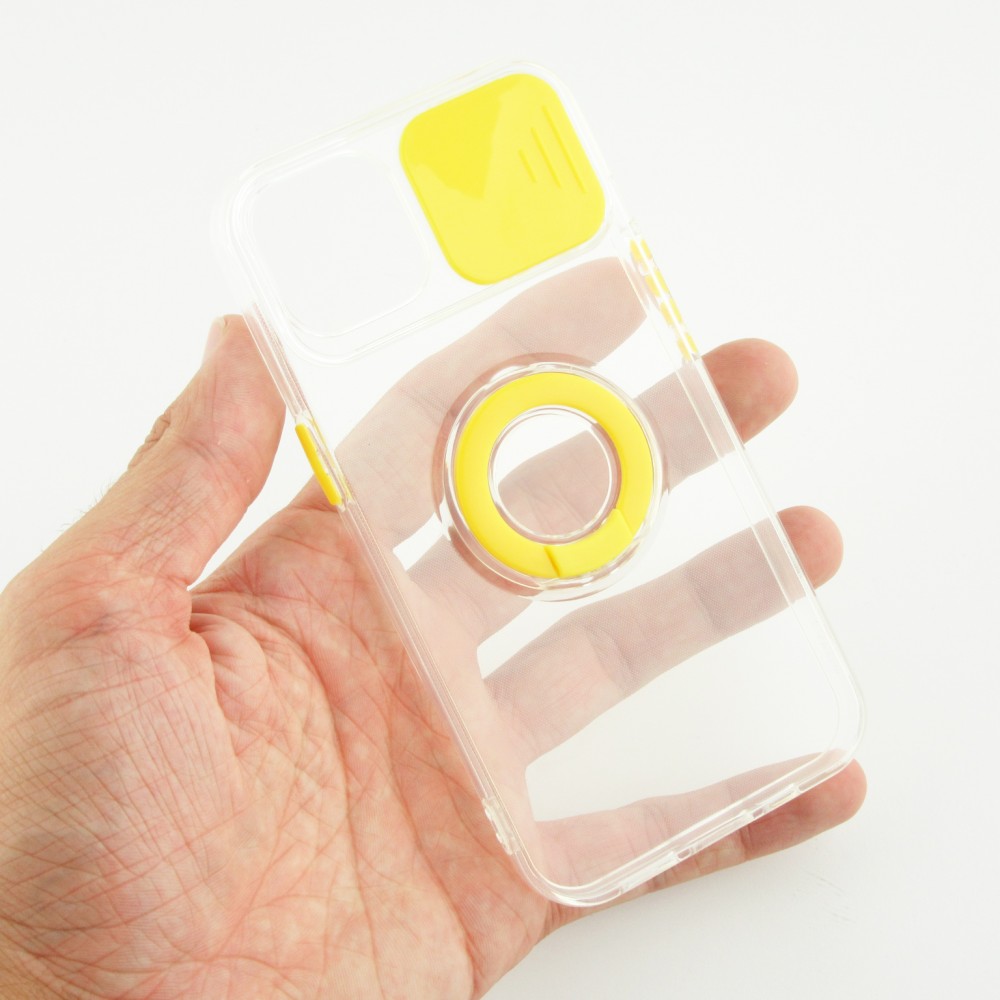 Coque iPhone 13 mini - Caméra clapet avec anneau jaune