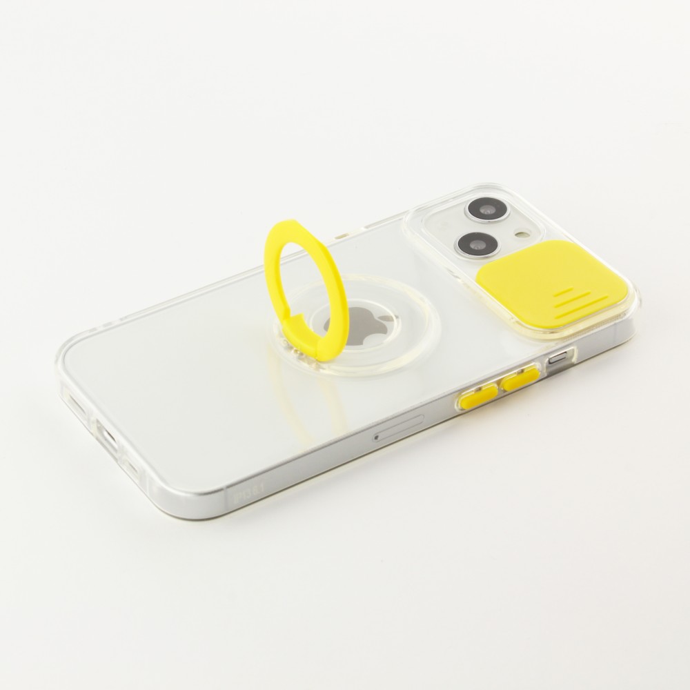 iPhone 13 Case Hülle - mit Kamera-Slider und Ring - Gelb