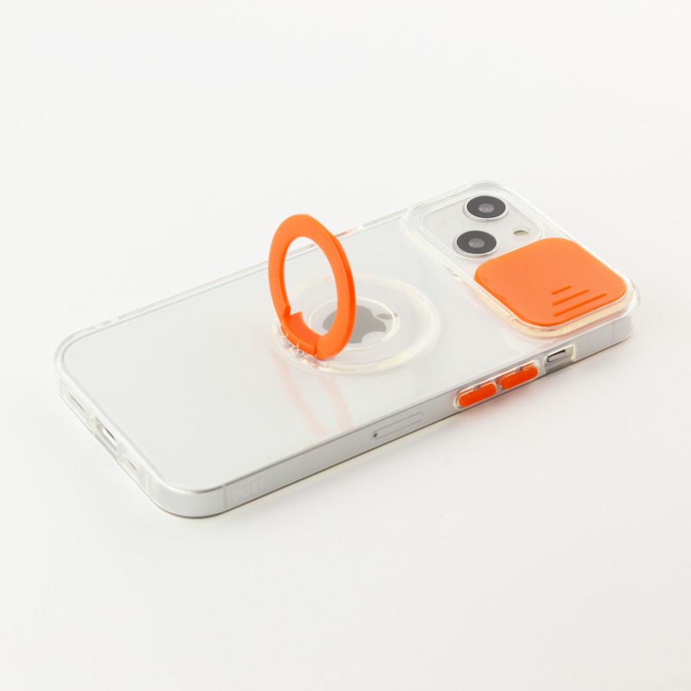 iPhone 13 Case Hülle - mit Kamera-Slider und Ring - Orange