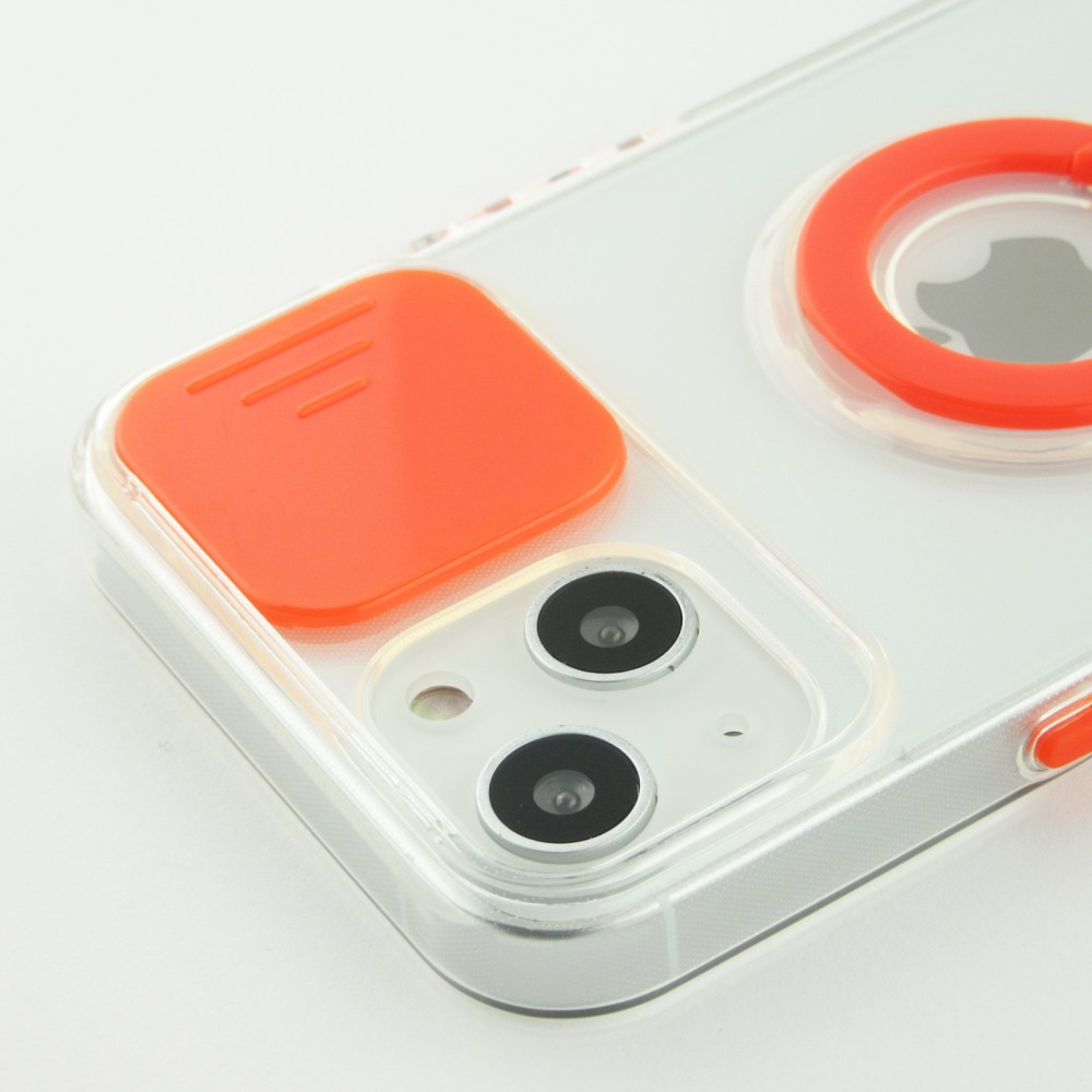 iPhone 13 Case Hülle - mit Kamera-Slider und Ring - Orange