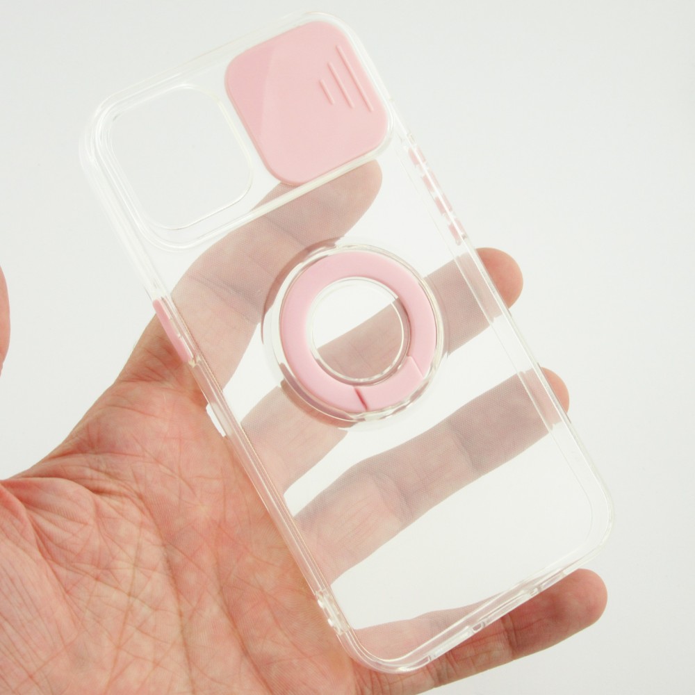 Coque iPhone 13 mini - Caméra clapet avec anneau - Rose