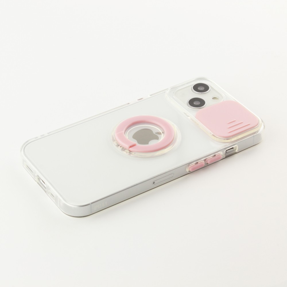 Coque iPhone 13 - Caméra clapet avec anneau - Rose