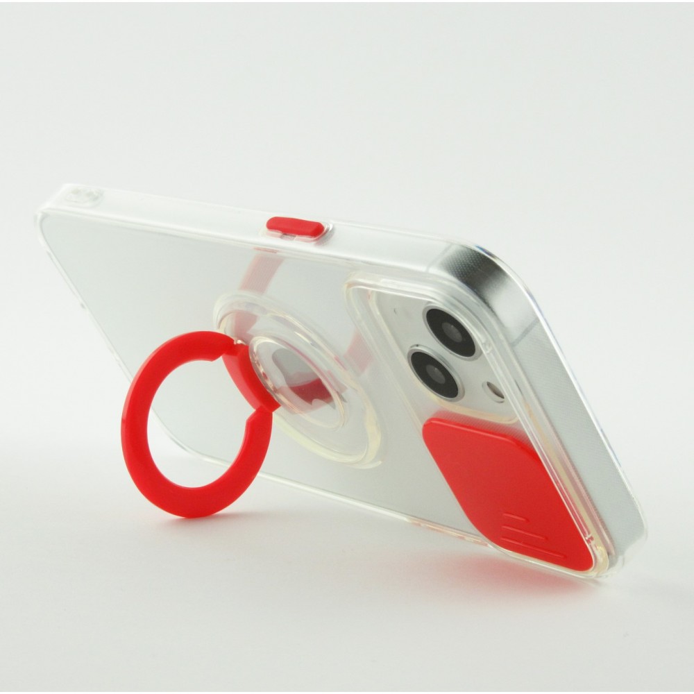 Coque iPhone 13 mini - Caméra clapet avec anneau - Rouge