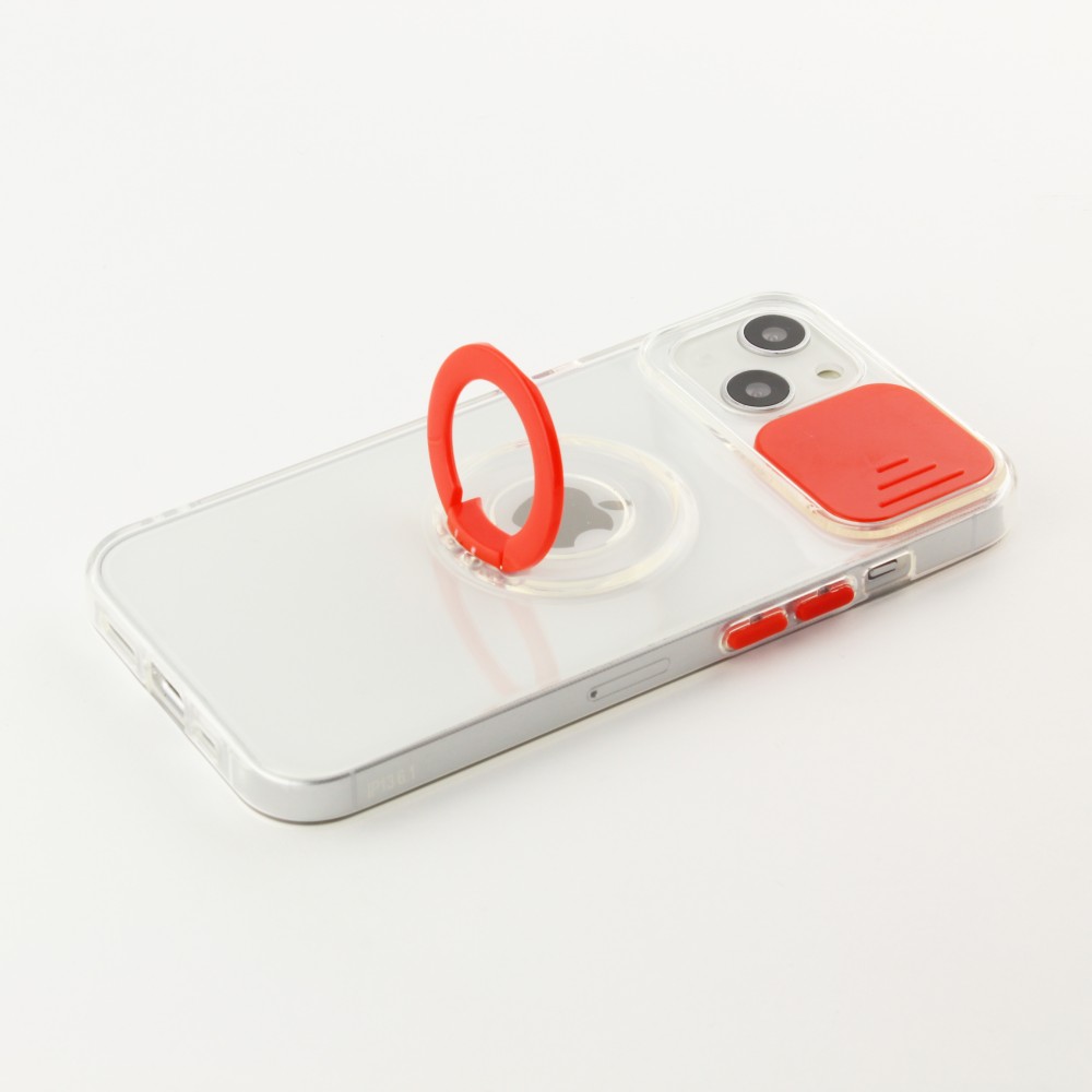 Coque iPhone 13 mini - Caméra clapet avec anneau - Rouge